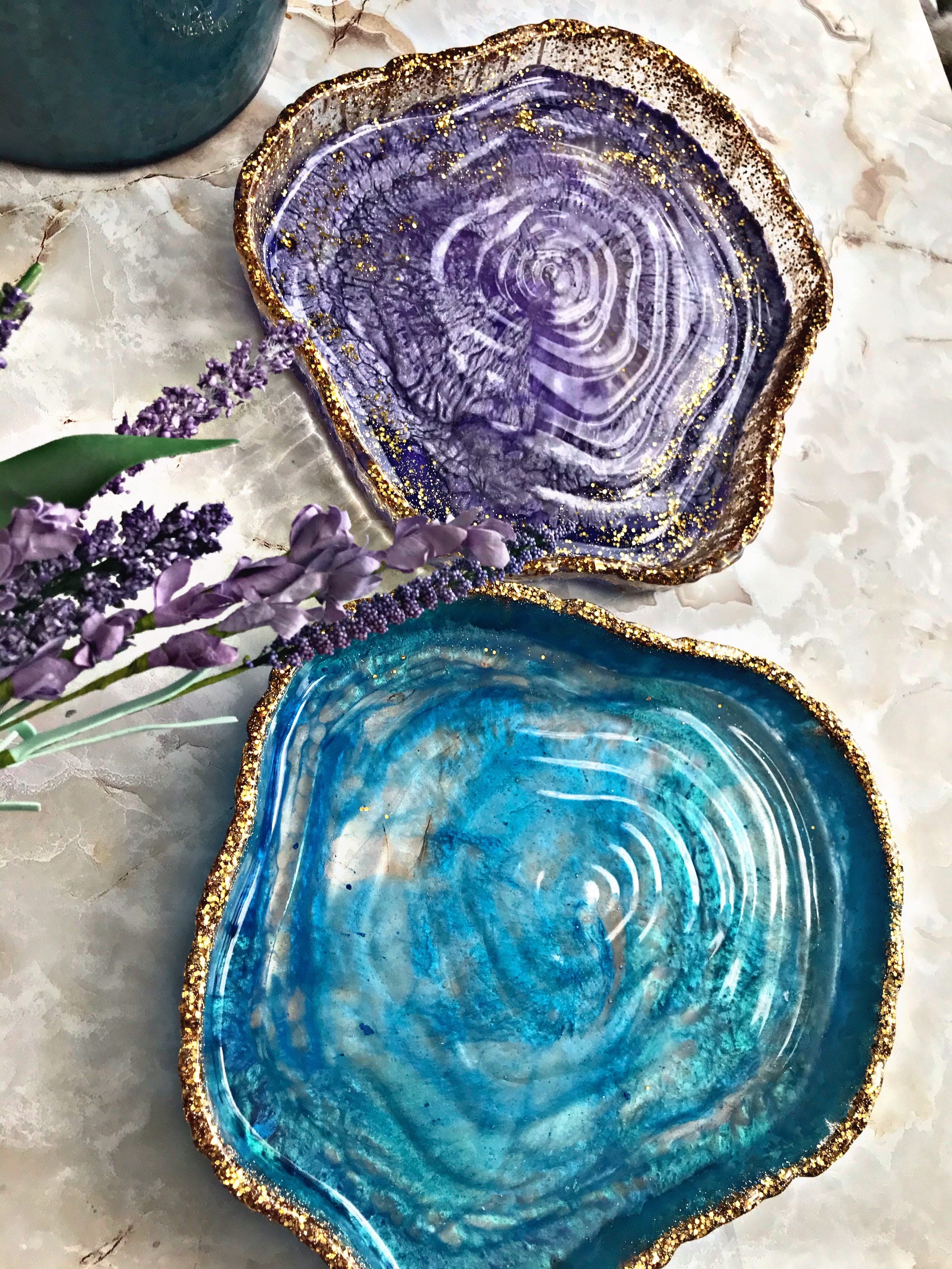 Original Agate Design Tray - Unique Shape Made With Resin Epoxy - Etsy