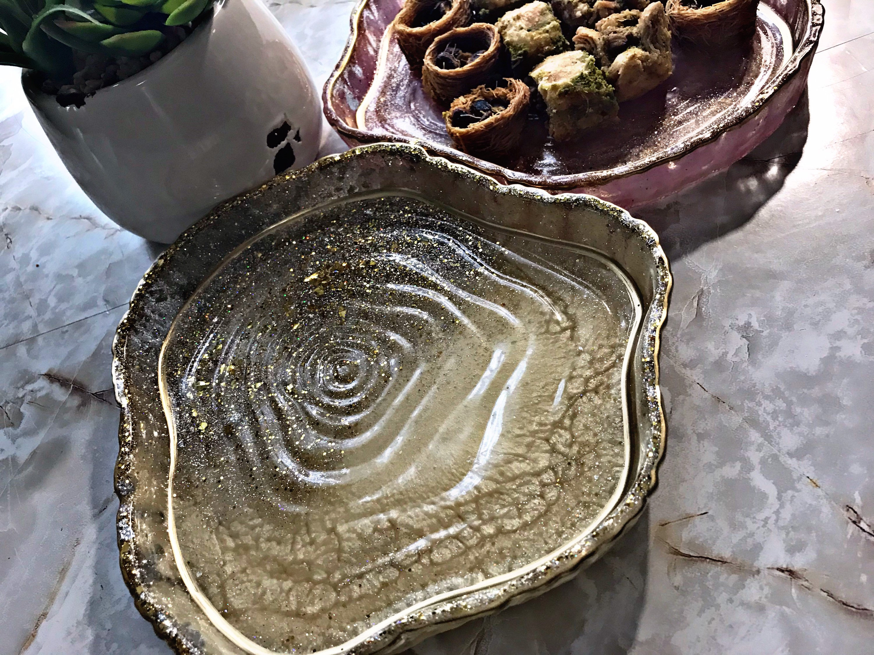 Original Agate Design Tray - Unique Shape Made With Resin Epoxy - Etsy