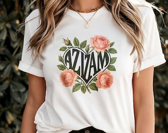 Camiseta Azizam Floral Heart: Camiseta teñida en prenda estilo vintage