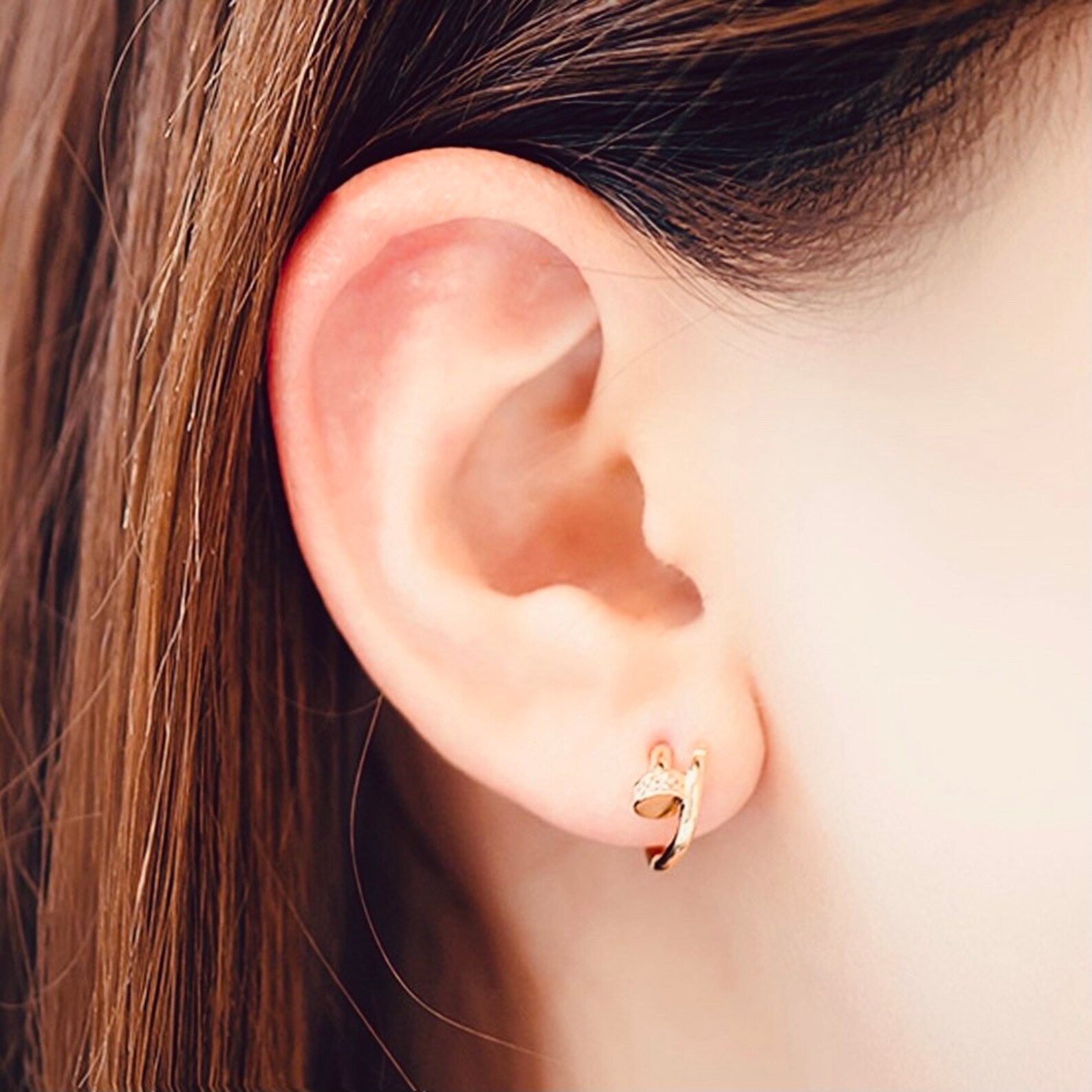9k Solid Gold Dainty 8.5mm Nail Hoop Huggies Small hoop Etsy