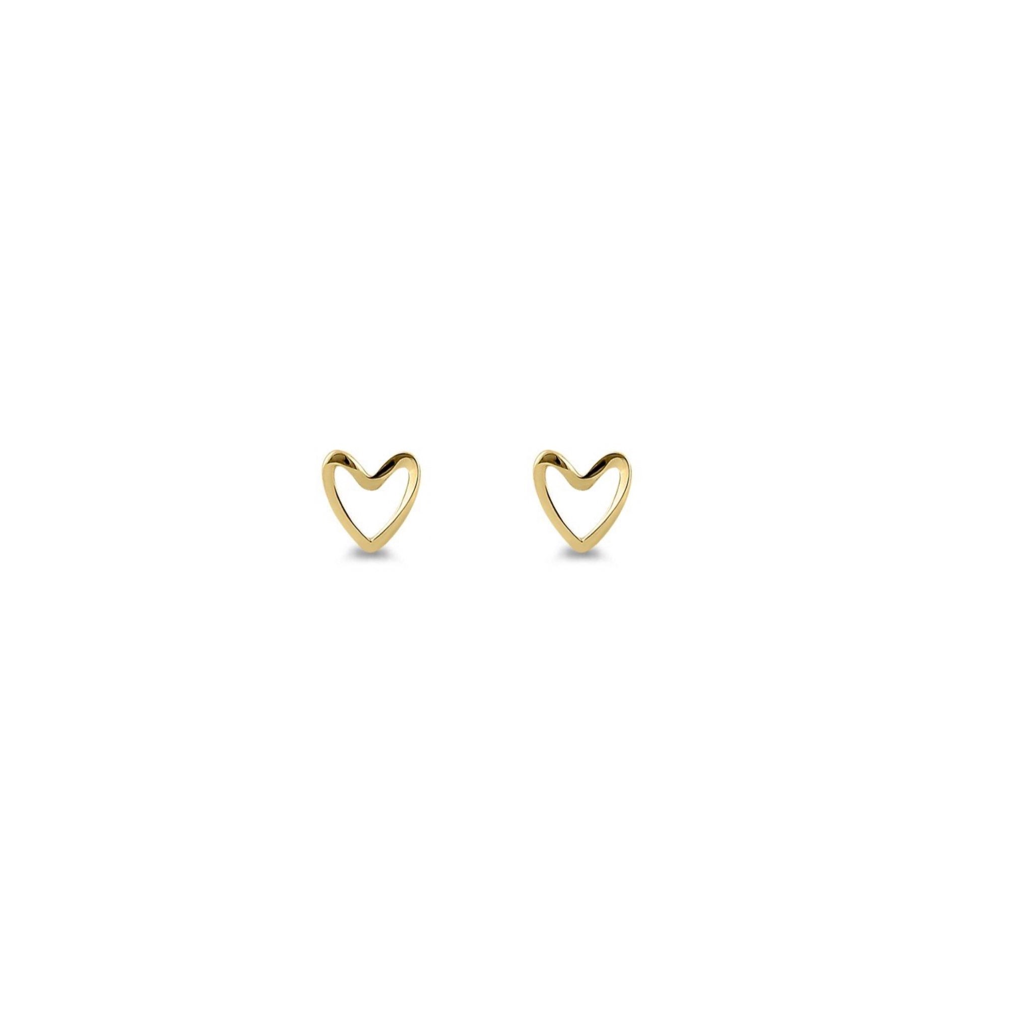 14k Solid Gold Dainty Curvy Heart Wired Stud Earrings | Etsy