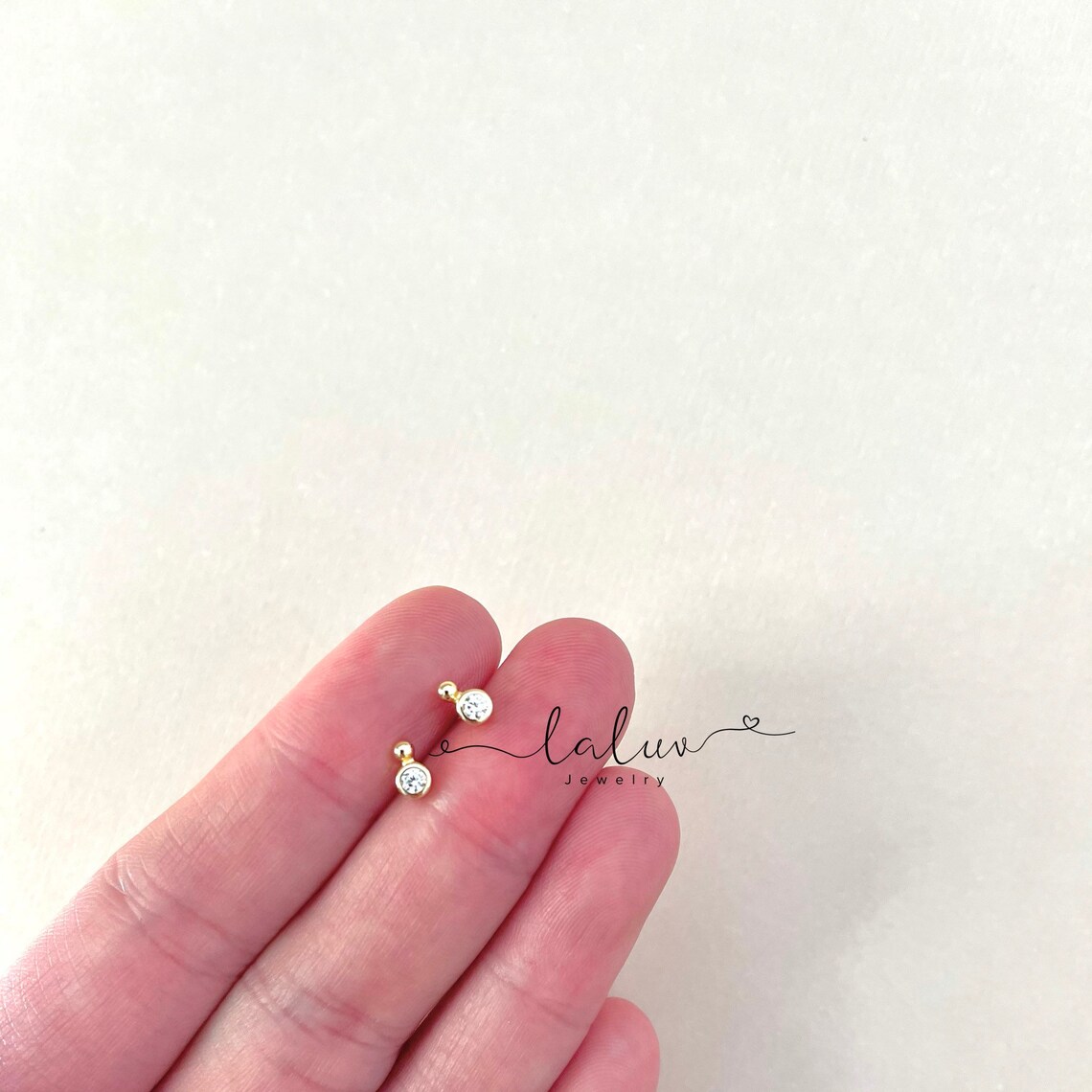 Dainty Cz Gold Ball Cluster Diamond Stud Earrings 14k Gold Etsy