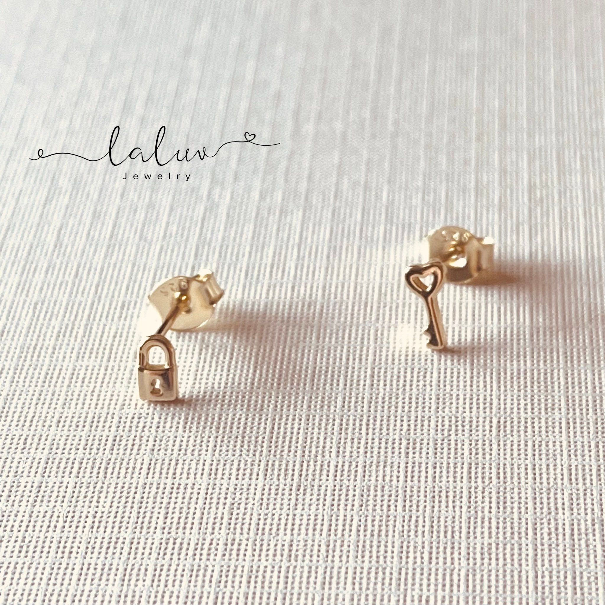 Gold Lock Drop Earrings by Frost Yourself Designs. 14kt.