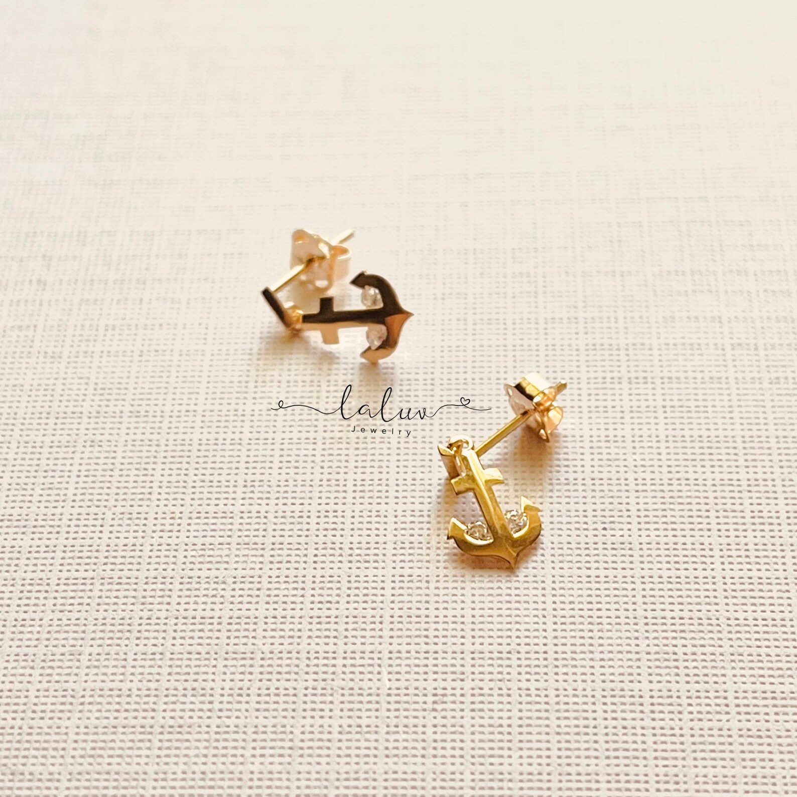 14k Solid Gold Anchor Dangle Earrings small Anchor Earrings | Etsy