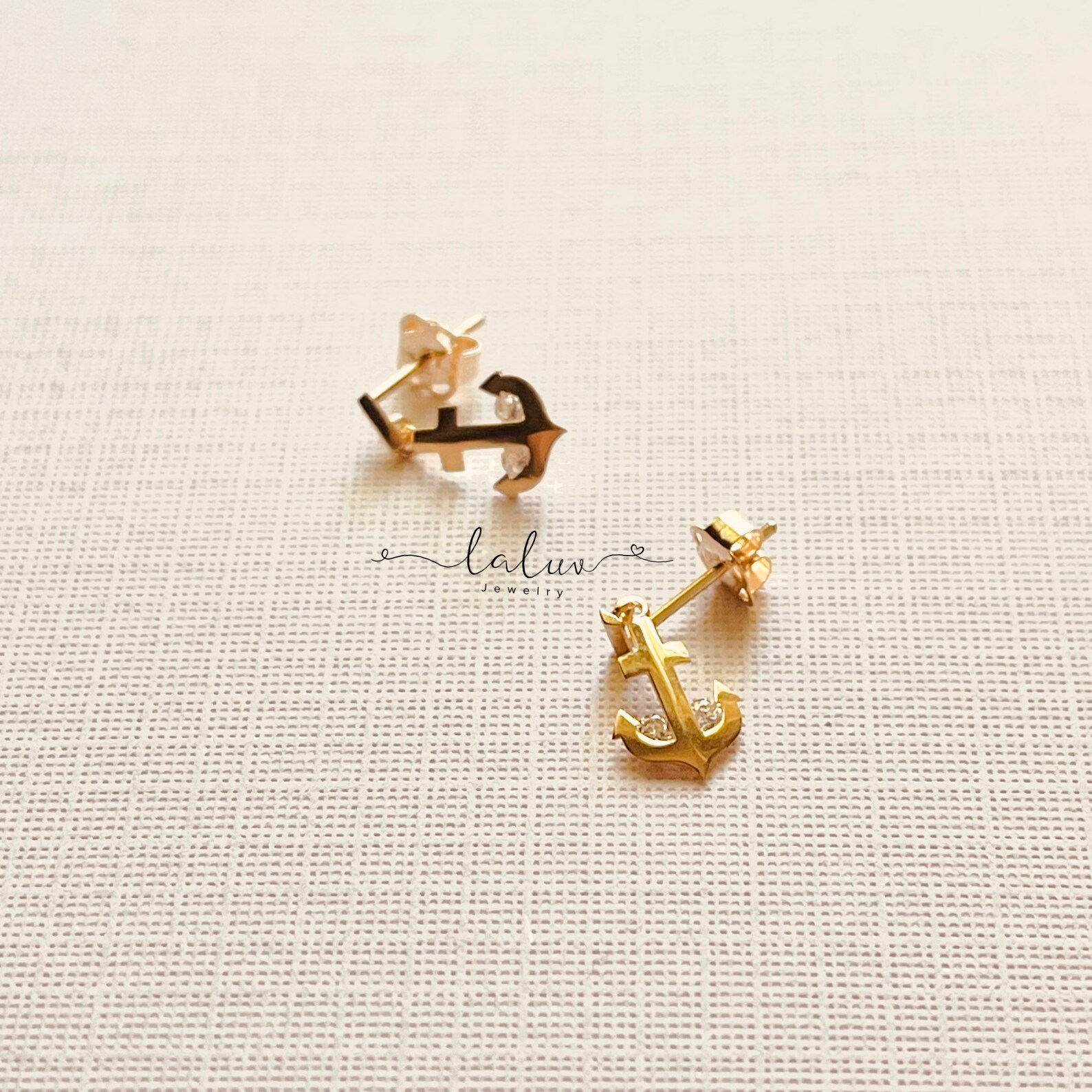 14k Solid Gold Anchor Dangle Earrings small Anchor Earrings Etsy