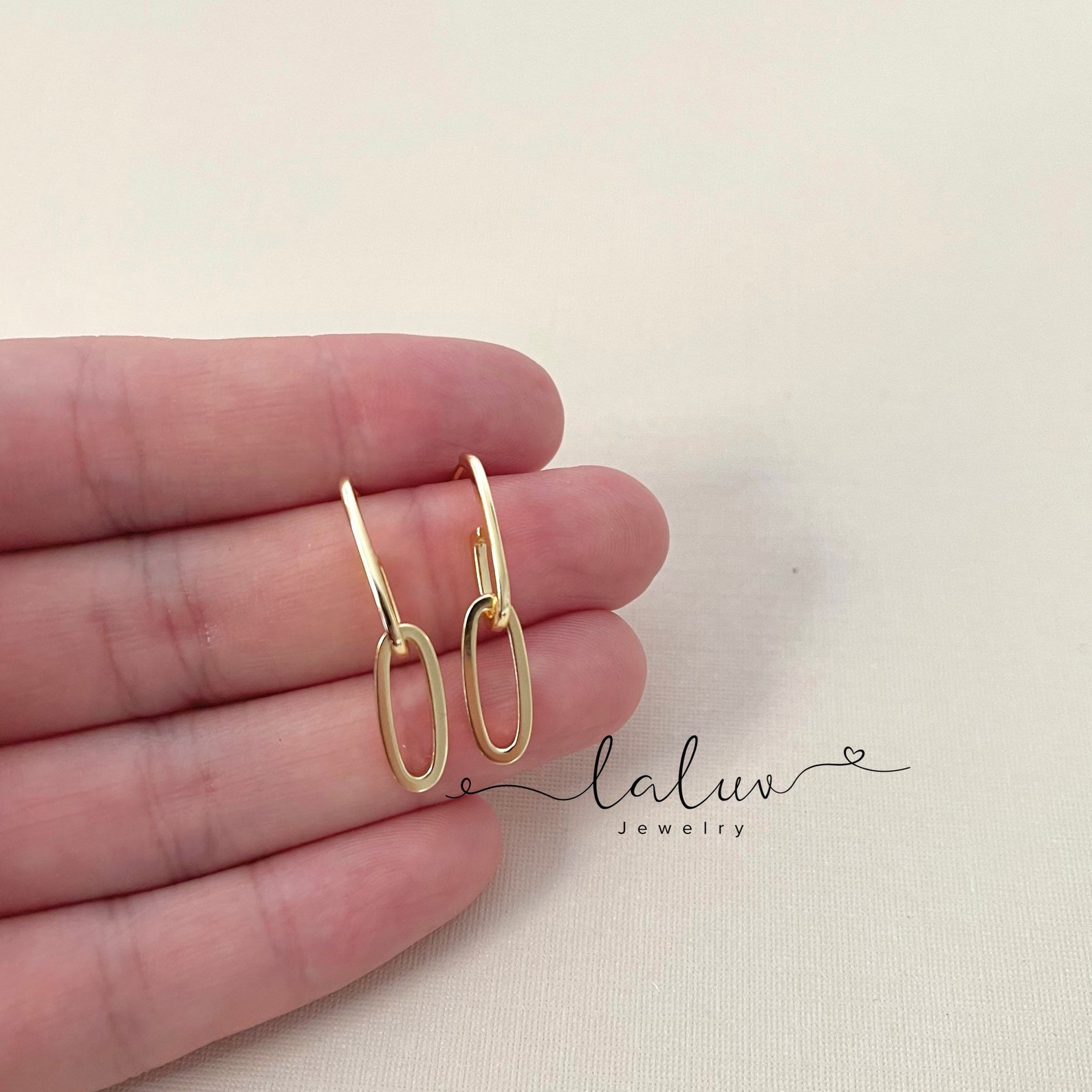 Gold Chain Link Dangle Earrings Gold Link Earrings 14k Gold Etsy