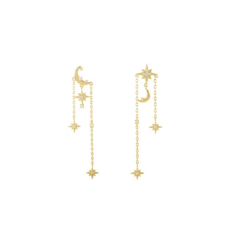 14k Gold Vermeil Opal Cz Starburst Dangle Earrings - Etsy