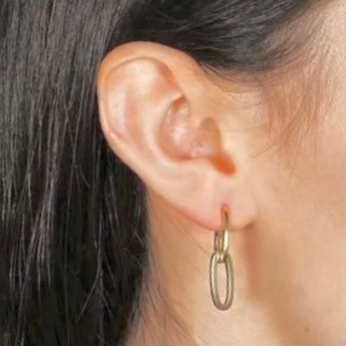 Gold Chain Link Dangle Earrings Gold Link Earrings 14k Gold Etsy