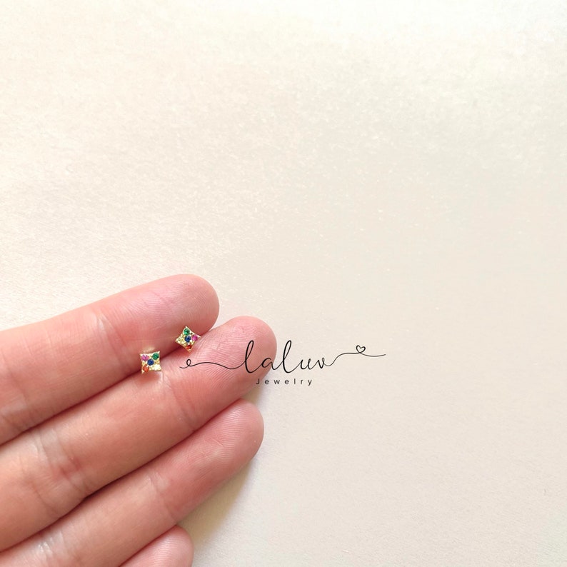 Dainty Rainbow Stud Earrings Rainbow Earrings Small Rainbow Etsy