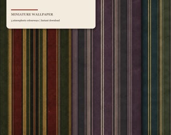 Lost Miniatures - Pinstripe Wallpaper Set - 1/12 Scale - Dollhouse / Diorama / Mini Set!