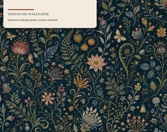 Lost Miniatures - Fantastical Floral Wallpaper - 1/12 Scale - Dollhouse / Diorama / Mini Set!