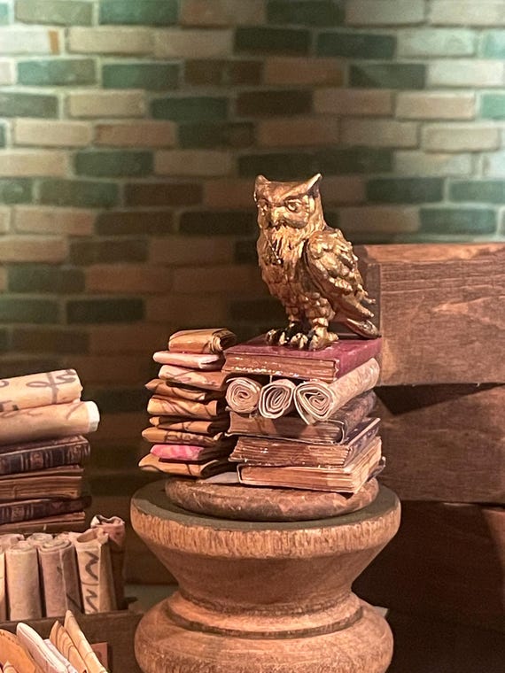 Lost Miniatures - Golden Owl Stack - 1/12 Scale - Dollhouse / Diorama / mini set!