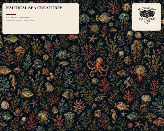 Lost Miniatures - Under the Sea Wallpaper - 1/12 Scale - Dollhouse / Diorama / Mini Set!