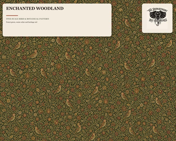 Lost Miniatures - Woodland Wallpaper - 1/12 Scale - Dollhouse / Diorama / Mini Set!