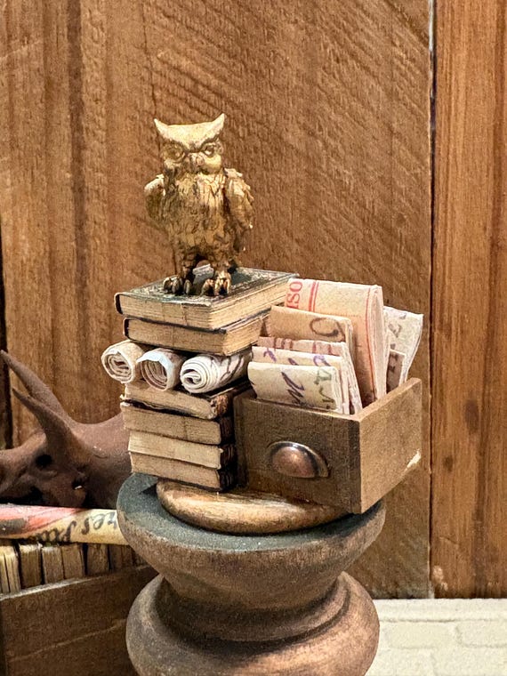 Lost Miniatures - Golden Owl Stack - 1/12 Scale - Dollhouse / Diorama / mini set!