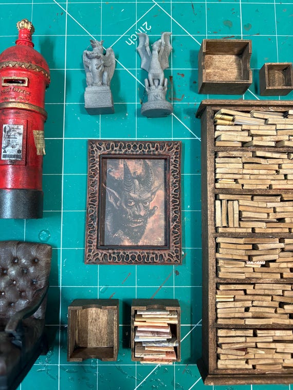 Lost Miniatures - Mysterious Framed Print - The Demon - Loud Gallery Collab - 1/12 Scale - Art / Gothic & Cottage Core / Diorama!