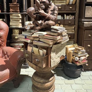 Lost Miniatures - Chimp Library Statue V2, scrolls, letters - 1/12 Scale - dollhouse, diorama, mini museum set! image 6