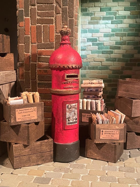 Miniature Australia Post Box V2 - Postage Pillar - Vintage, Aged - 1/12 scale - Mini Mail Box!
