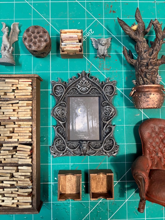 Lost Miniatures - Mysterious Framed Print - The  Forest by Night - Loud Gallery Collab - 1/12 Scale - Art / Gothic & Cottage Core / Diorama!