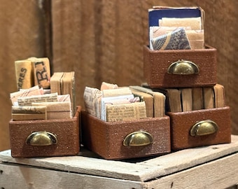 Lost Miniatures - Rusty Archive Drawers - 1/12 Scale - individual drawers filled with scrolls, books and parchments - minis, diorama!