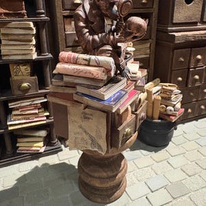 Lost Miniatures - Chimp Library Statue V2, scrolls, letters - 1/12 Scale - dollhouse, diorama, mini museum set! image 3