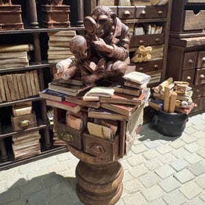 Lost Miniatures - Chimp Library Statue V2, scrolls, letters - 1/12 Scale - dollhouse, diorama, mini museum set! image 4