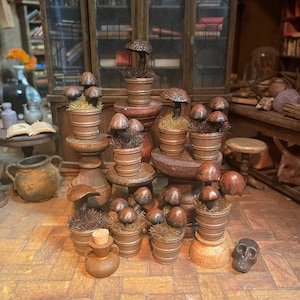 Lost Miniatures - Mushroom Pot - 1/12 Scale - mini mushies - mini garden, poison, apothecary- dollhouse/diorama!