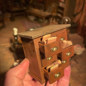 Lost Miniatures - Large Library Archive Drawers - 1/12 Scale - rustic, wooden storage drawers - aged and weathered!