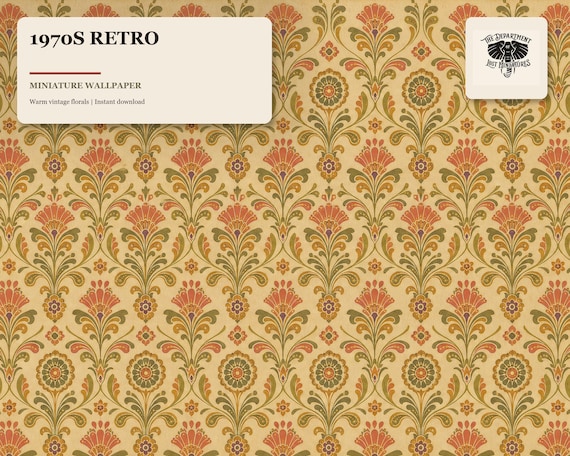 Lost Miniatures - 1970s Retro Pattern Wallpaper - 1/12 Scale - Dollhouse / Diorama / Mini Set!