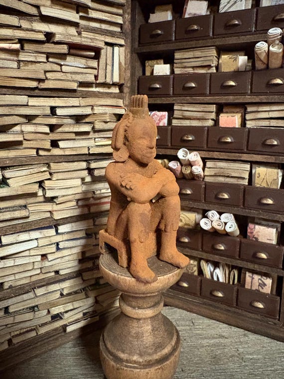 Lost Miniatures - Aztec Xōchipilli Statue - 1/12 Scale - Ancient stone, dollhouse, mini, Diorama!