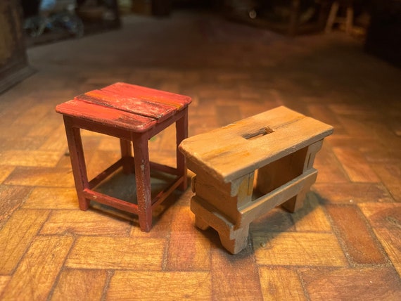 Lost Miniatures - Artist / Workshop Stools - 1:12 Scale - painters stool, chair,  seat - aged & weathered! Diorama, Dollhouse or Mini scene!