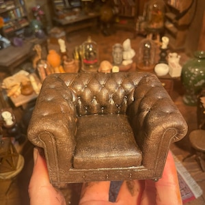 Lost Miniatures - The Chester Armchair V2 - dollhouse furniture, reading room, library - 1/12 Scale