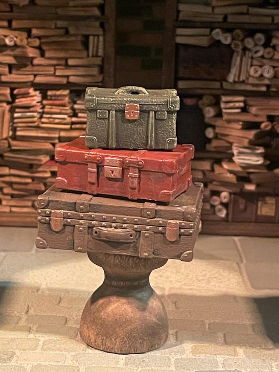 Lost Miniatures - Luggage Bundle #2 - 1/12th Scale - Luggage - 3 Piece Set, weathered & aged - dollhouse, diorama!