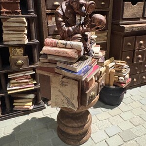 Lost Miniatures - Chimp Library Statue V2, scrolls, letters - 1/12 Scale - dollhouse, diorama, mini museum set! image 2