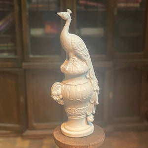 Lost Miniatures - Peacock Statue - 1/12 Scale - bird statue, peafowl - dollhouse, diorama!