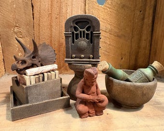 Lost Miniatures - The Astoria Collection - 1/12 Scale - Vintage Radio, Statue, Apothecary, Archives - Dollhouse / Diorama / Minis!