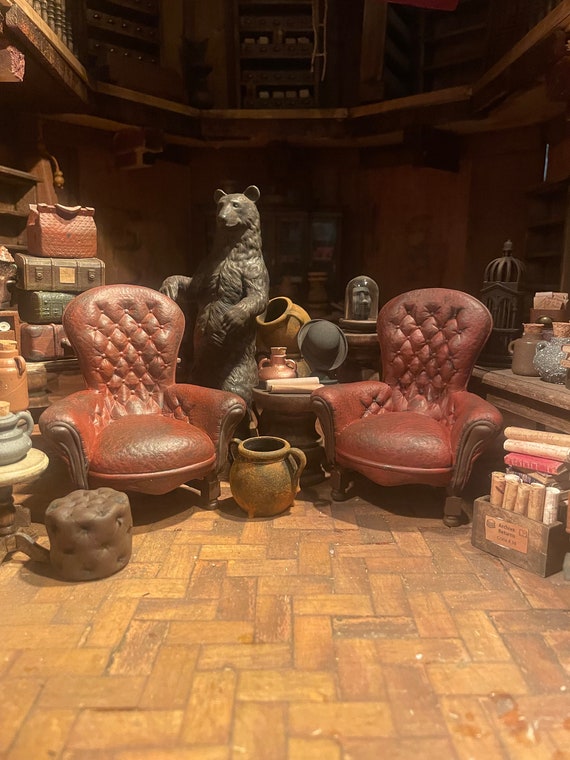 Lost Miniatures - The Bourke Armchair - 1/12 Scale - Lounge, Library, Study, Office - Dollhouse / Diorama / Mini Set!