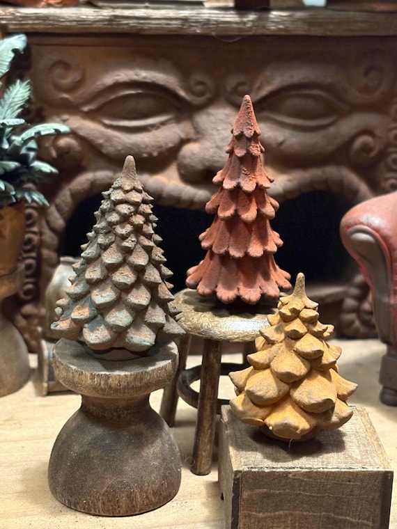 Lost Miniatures - Christmas Tree Ornaments - 1/12 Scale Mantle Trees - 3 Varieties - Dollhouse / Diorama / Mini Set!