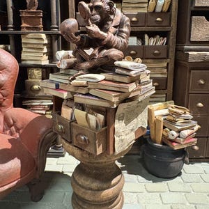 Lost Miniatures - Chimp Library Statue V2, scrolls, letters - 1/12 Scale - dollhouse, diorama, mini museum set! image 1