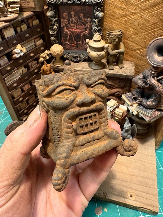 Lost Miniatures - Monster Wood Heater - 1/12 Scale - Fantasy, rusted cast iron finish - Dollhouse / Diorama / Mini Set!