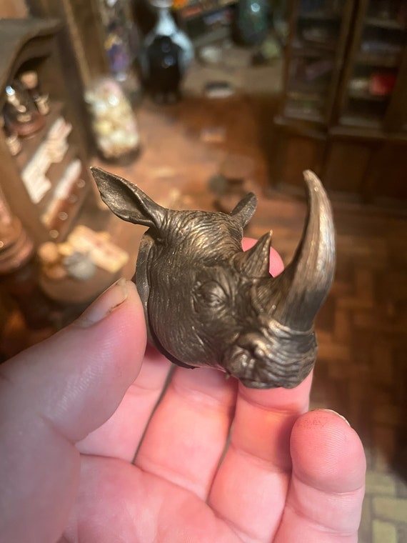 Lost Miniatures - Rhino Head Mount - Faux Taxidermy - mini - diorama, dollhouse - museum display! 1/12 Scale!