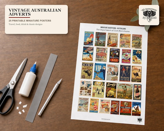 Lost Miniatures - 1/12 Scale Australian Adverts - Beer, Tourism, Vegemite, Biscuits  - DIY Print @ Home!