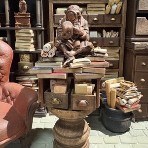 Lost Miniatures - Chimp Library Statue V2, scrolls, letters - 1/12 Scale - dollhouse, diorama, mini museum set! image 5