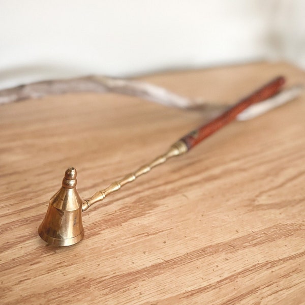 Vintage Brass and Bamboo Candle Snuffer