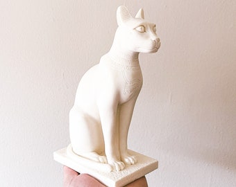 Egyptian Cat Goddess Bastet Marble Resin Sculpture signed A. Giannelli 1995 Italy