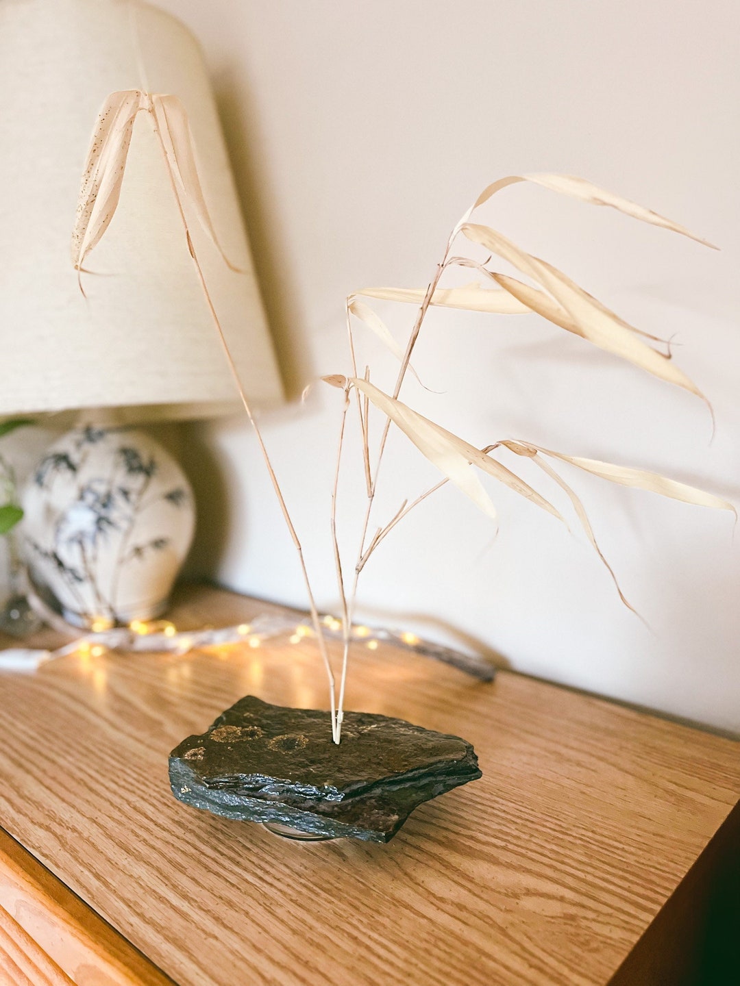 Ikebana Vase on a Slate of Stone Etsy