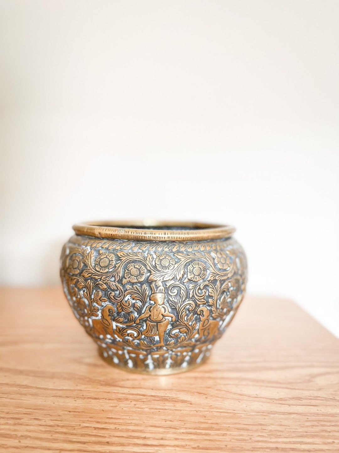Ornate Brass Bowl / Planter /wedding Vessel Etsy