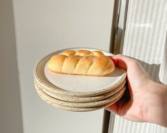 Mini speckled white ceramic dessert plate