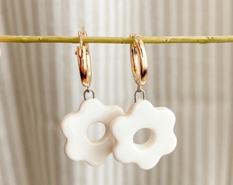 Porcelain flower earrings with Gold Filled loops and findings