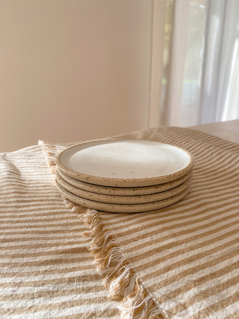 Mini speckled white ceramic dessert plate image 6